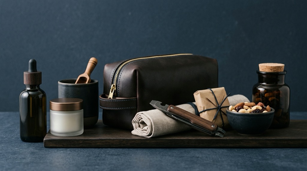 An emerging brand's gear styled for a buyer-ready spotlight on a dignified studio surface